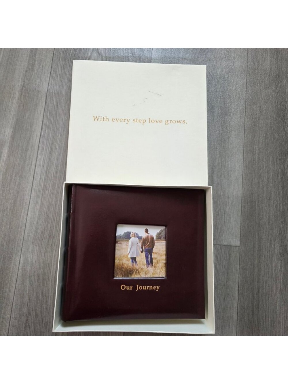 Our Journey Burgundy Leather Photo Album & Memory Book With Box